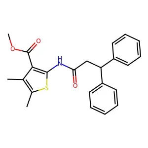 Methyl 2-(3,3-diphenylpropanoylamino)-4,5-dimethylthiophene-3-carboxylate structure