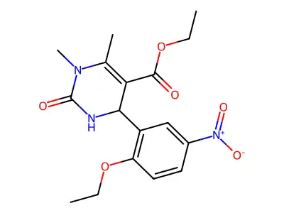ethyl 6-(2-ethoxy-5-nitrophenyl)-3,4-dimethyl-2-oxo-1,6-dihydropyrimidine-5-carboxylate structure