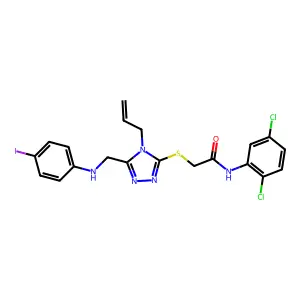 2-({4-allyl-5-[(4-iodoanilino)methyl]-4H-1,2,4-triazol-3-yl}sulfanyl)-N-(2,5-dichlorophenyl)acetamide structure