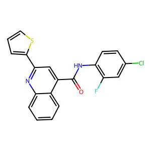 N-(4-chloro-2-fluorophenyl)-2-thiophen-2-ylquinoline-4-carboxamide structure