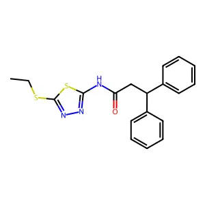 N-[5-(ethylsulfanyl)-1,3,4-thiadiazol-2-yl]-3,3-diphenylpropanamide structure