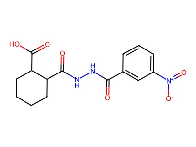 2-[(2-{3-Nitrobenzoyl}hydrazino)carbonyl]cyclohexanecarboxylic acid structure