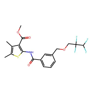 methyl 4,5-dimethyl-2-({3-[(2,2,3,3-tetrafluoropropoxy)methyl]benzoyl}amino)-3-thiophenecarboxylate structure