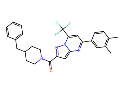 (4-benzylpiperidin-1-yl)-[5-(3,4-dimethylphenyl)-7-(trifluoromethyl)pyrazolo[1,5-a]pyrimidin-2-yl]methanone structure