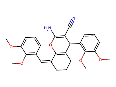 (8Z)-2-amino-4-(2,3-dimethoxyphenyl)-8-[(2,3-dimethoxyphenyl)methylidene]-4,5,6,7-tetrahydrochromene-3-carbonitrile structure