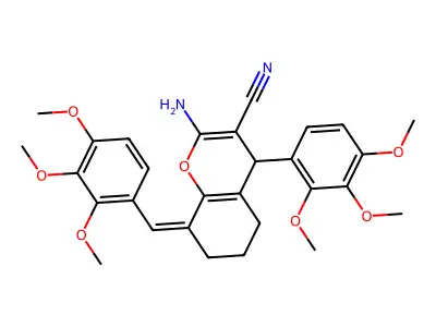 (8Z)-2-amino-4-(2,3,4-trimethoxyphenyl)-8-[(2,3,4-trimethoxyphenyl)methylidene]-4,5,6,7-tetrahydrochromene-3-carbonitrile structure