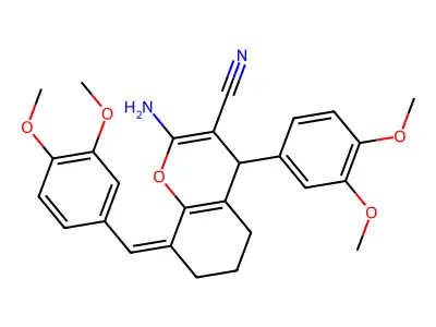 (8Z)-2-amino-4-(3,4-dimethoxyphenyl)-8-[(3,4-dimethoxyphenyl)methylidene]-4,5,6,7-tetrahydrochromene-3-carbonitrile structure