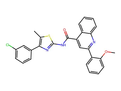 N-[4-(3-chlorophenyl)-5-methyl-1,3-thiazol-2-yl]-2-(2-methoxyphenyl)quinoline-4-carboxamide structure