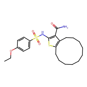 2-[(4-ethoxyphenyl)sulfonylamino]-4,5,6,7,8,9,10,11,12,13-decahydrocyclododeca[b]thiophene-3-carboxamide structure