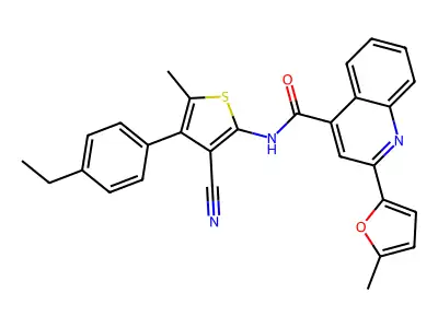 N-[3-cyano-4-(4-ethylphenyl)-5-methylthiophen-2-yl]-2-(5-methylfuran-2-yl)quinoline-4-carboxamide structure