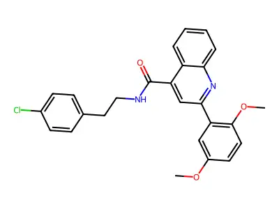 N-[2-(4-chlorophenyl)ethyl]-2-(2,5-dimethoxyphenyl)quinoline-4-carboxamide structure