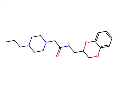 N-(2,3-dihydro-1,4-benzodioxin-3-ylmethyl)-2-(4-propylpiperazin-1-yl)acetamide structure