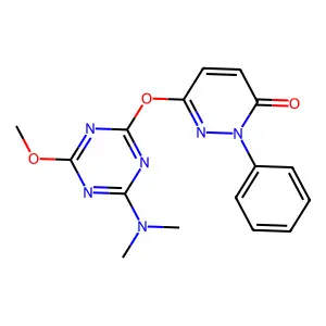 6-{[4-(dimethylamino)-6-methoxy-1,3,5-triazin-2-yl]oxy}-2-phenylpyridazin-3(2H)-one structure