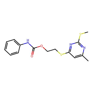 2-((6-Methyl-2-(methylthio)pyrimidin-4-yl)thio)ethyl phenylcarbamate structure
