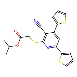 Propan-2-yl 2-(3-cyano-4,6-dithiophen-2-ylpyridin-2-yl)sulfanylacetate structure