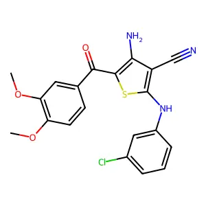 4-Amino-2-(3-chloroanilino)-5-(3,4-dimethoxybenzoyl)thiophene-3-carbonitrile structure