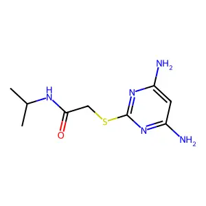 2-(4,6-diaminopyrimidin-2-yl)sulfanyl-N-propan-2-ylacetamide structure