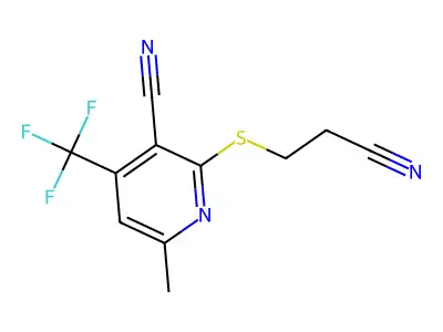 2-[(2-Cyanoethyl)sulfanyl]-6-methyl-4-(trifluoromethyl)pyridine-3-carbonitrile structure