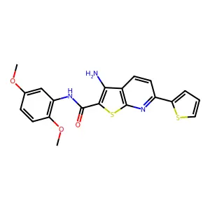 3-amino-N-(2,5-dimethoxyphenyl)-6-thiophen-2-ylthieno[2,3-b]pyridine-2-carboxamide structure