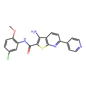 3-amino-N-(5-chloro-2-methoxyphenyl)-6-(pyridin-4-yl)thieno[2,3-b]pyridine-2-carboxamide structure