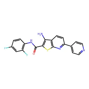 3-amino-N-(2,4-difluorophenyl)-6-(4-pyridinyl)thieno[2,3-b]pyridine-2-carboxamide structure