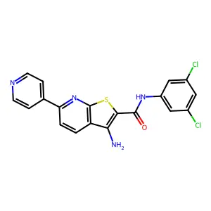 3-amino-N-(3,5-dichlorophenyl)-6-(pyridin-4-yl)thieno[2,3-b]pyridine-2-carboxamide structure