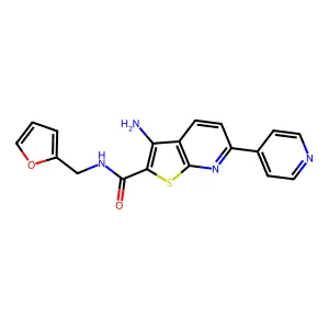 3-amino-N-(furan-2-ylmethyl)-6-pyridin-4-ylthieno[2,3-b]pyridine-2-carboxamide structure