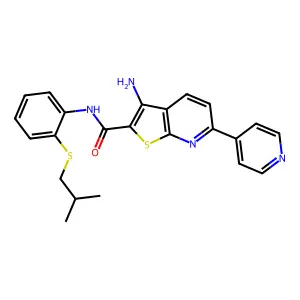 3-amino-N-[2-(isobutylsulfanyl)phenyl]-6-(4-pyridinyl)thieno[2,3-b]pyridine-2-carboxamide structure