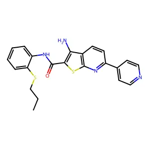 3-amino-N-[2-(propylsulfanyl)phenyl]-6-(4-pyridinyl)thieno[2,3-b]pyridine-2-carboxamide structure