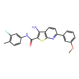 3-amino-N-(3-fluoro-4-methylphenyl)-6-(3-methoxyphenyl)thieno[2,3-b]pyridine-2-carboxamide structure