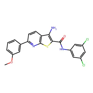 3-amino-N-(3,5-dichlorophenyl)-6-(3-methoxyphenyl)thieno[2,3-b]pyridine-2-carboxamide structure