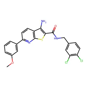 3-amino-N-(3,4-dichlorobenzyl)-6-(3-methoxyphenyl)thieno[2,3-b]pyridine-2-carboxamide structure