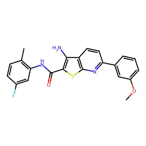 3-amino-N-(5-fluoro-2-methylphenyl)-6-(3-methoxyphenyl)thieno[2,3-b]pyridine-2-carboxamide structure