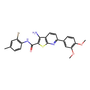 3-amino-N-(2-bromo-4-methylphenyl)-6-(3,4-dimethoxyphenyl)thieno[2,3-b]pyridine-2-carboxamide structure