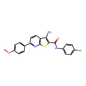 3-amino-N-(4-bromophenyl)-6-(4-methoxyphenyl)thieno[2,3-b]pyridine-2-carboxamide structure
