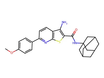 N-(1-adamantyl)-3-amino-6-(4-methoxyphenyl)thieno[2,3-b]pyridine-2-carboxamide structure