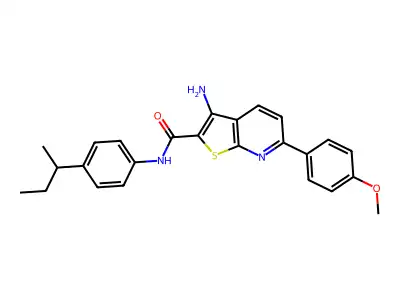 3-amino-N-(4-butan-2-ylphenyl)-6-(4-methoxyphenyl)thieno[2,3-b]pyridine-2-carboxamide structure