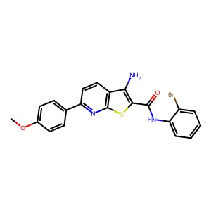 3-amino-N-(2-bromophenyl)-6-(4-methoxyphenyl)thieno[2,3-b]pyridine-2-carboxamide structure