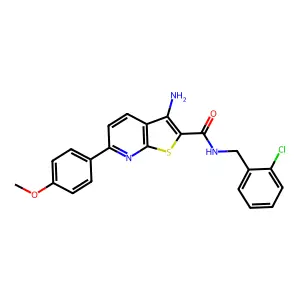 3-amino-N-(2-chlorobenzyl)-6-(4-methoxyphenyl)thieno[2,3-b]pyridine-2-carboxamide structure