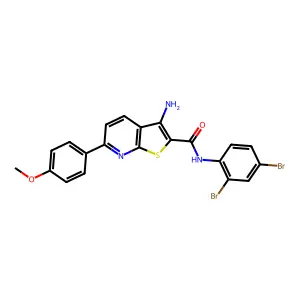 3-amino-N-(2,4-dibromophenyl)-6-(4-methoxyphenyl)thieno[2,3-b]pyridine-2-carboxamide structure