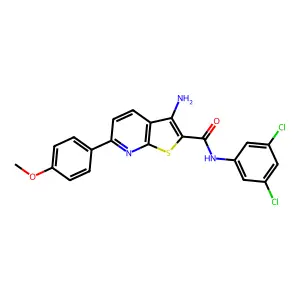 3-amino-N-(3,5-dichlorophenyl)-6-(4-methoxyphenyl)thieno[2,3-b]pyridine-2-carboxamide structure