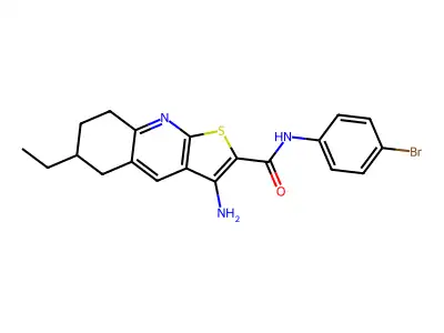 3-amino-N-(4-bromophenyl)-6-ethyl-5,6,7,8-tetrahydrothieno[2,3-b]quinoline-2-carboxamide structure