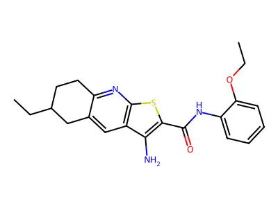 3-amino-N-(2-ethoxyphenyl)-6-ethyl-5,6,7,8-tetrahydrothieno[2,3-b]quinoline-2-carboxamide structure