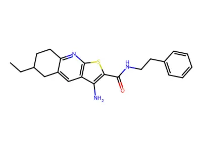 3-amino-6-ethyl-N-phenethyl-5,6,7,8-tetrahydrothieno[2,3-b]quinoline-2-carboxamide structure
