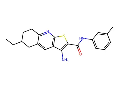 3-amino-6-ethyl-N-(3-methylphenyl)-5,6,7,8-tetrahydrothieno[2,3-b]quinoline-2-carboxamide structure