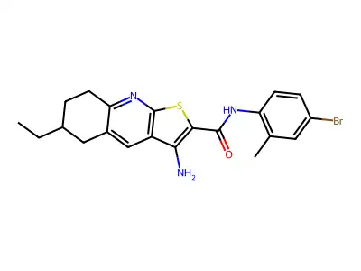 3-amino-N-(4-bromo-2-methylphenyl)-6-ethyl-5,6,7,8-tetrahydrothieno[2,3-b]quinoline-2-carboxamide structure
