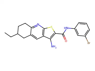 3-amino-N-(3-bromophenyl)-6-ethyl-5,6,7,8-tetrahydrothieno[2,3-b]quinoline-2-carboxamide structure