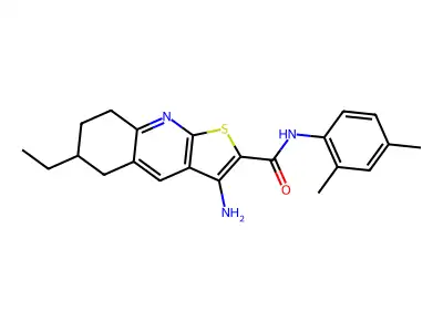 3-amino-N-(2,4-dimethylphenyl)-6-ethyl-5,6,7,8-tetrahydrothieno[2,3-b]quinoline-2-carboxamide structure