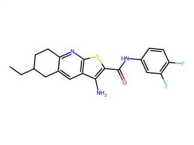 3-amino-N-(3,4-difluorophenyl)-6-ethyl-5,6,7,8-tetrahydrothieno[2,3-b]quinoline-2-carboxamide structure