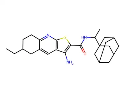 N-[1-(1-adamantyl)ethyl]-3-amino-6-ethyl-5,6,7,8-tetrahydrothieno[2,3-b]quinoline-2-carboxamide structure